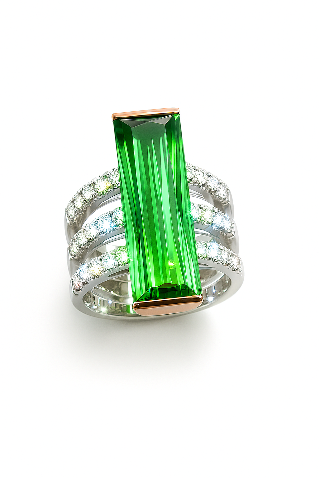 Ring mit Turmalin in 18 Karat Weiß- und Rotgold