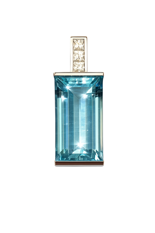 Anhänger mit Aquamarin 7,47 ct. und Diamanten im Prinzessschliff 0,17 ct.
