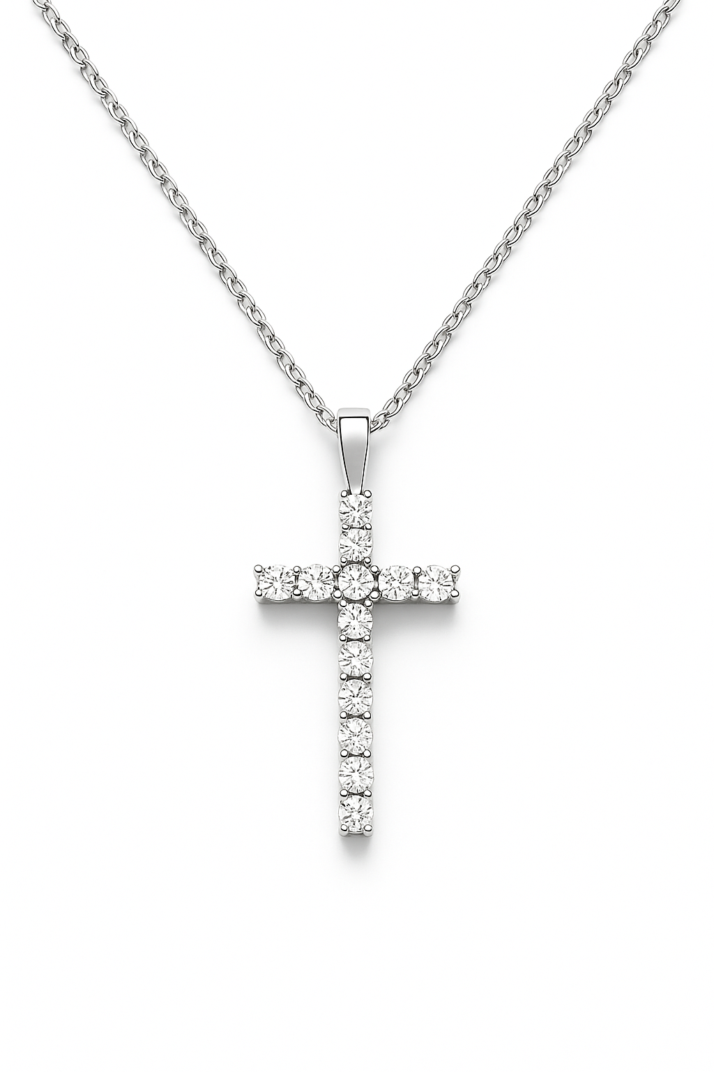 Collier mit Anhänger Kreuz mit Brillanten 0,08 ct. in 18 Karat Weißgold