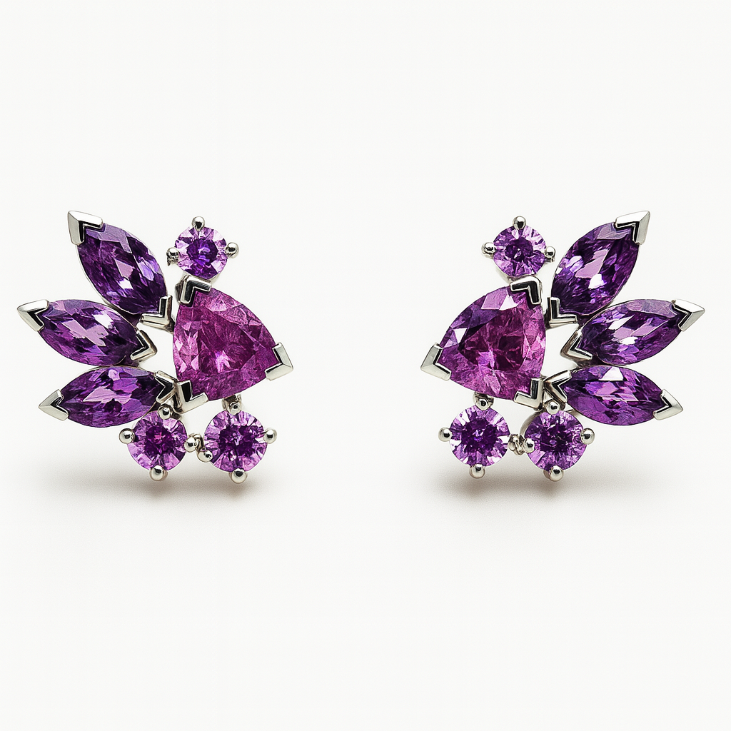 Ohrschmuck mit Saphiren in verschiedenen rosa Tönen