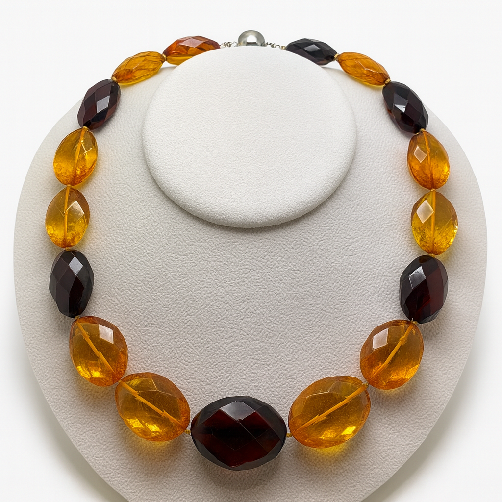 Edelsteinkette Bernstein mit Schraubschließe 59cm