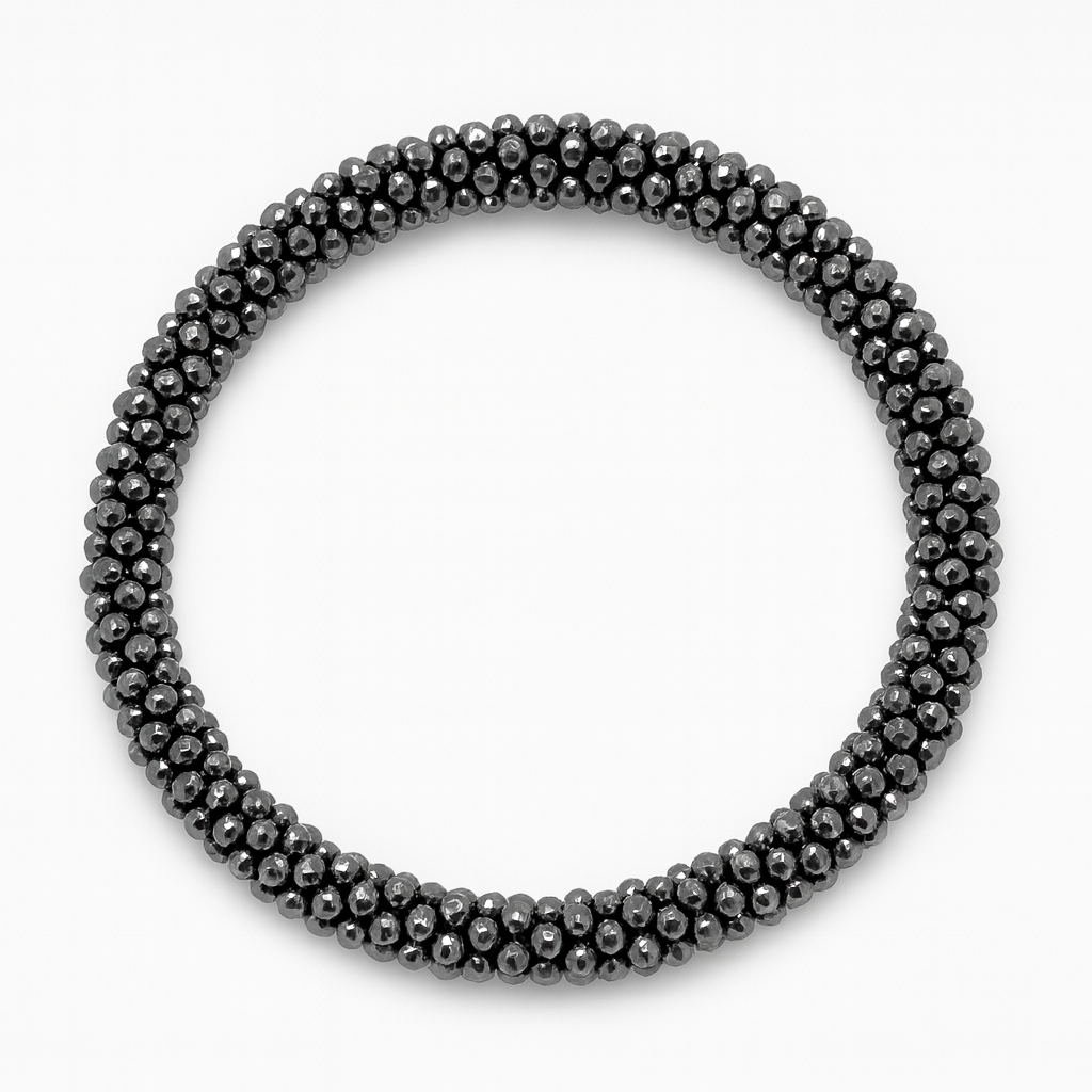 Armband Hämatit gehäkelt