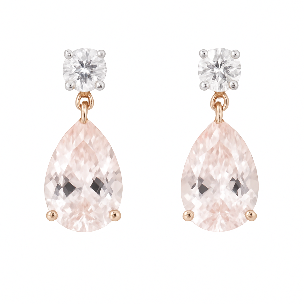 Ohrschmuck Morganitstecker 2,20 ct. mit Brillanten 0,10 ct.