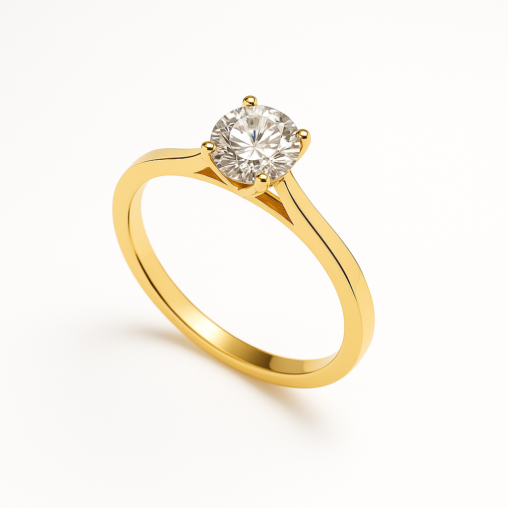 Ring mit natürlichem Brillant 0,50 ct. in 18 Karat Gelbgold handgefertigt