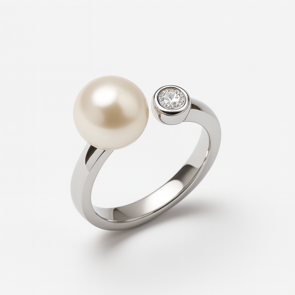 Ring mit Süßwasserperle und Brillant 0,23ct