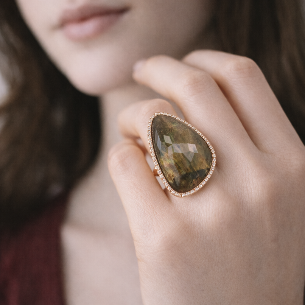 Ring in 18 Karat Rotgold 9,19 g und Saphir 23,80 ct.