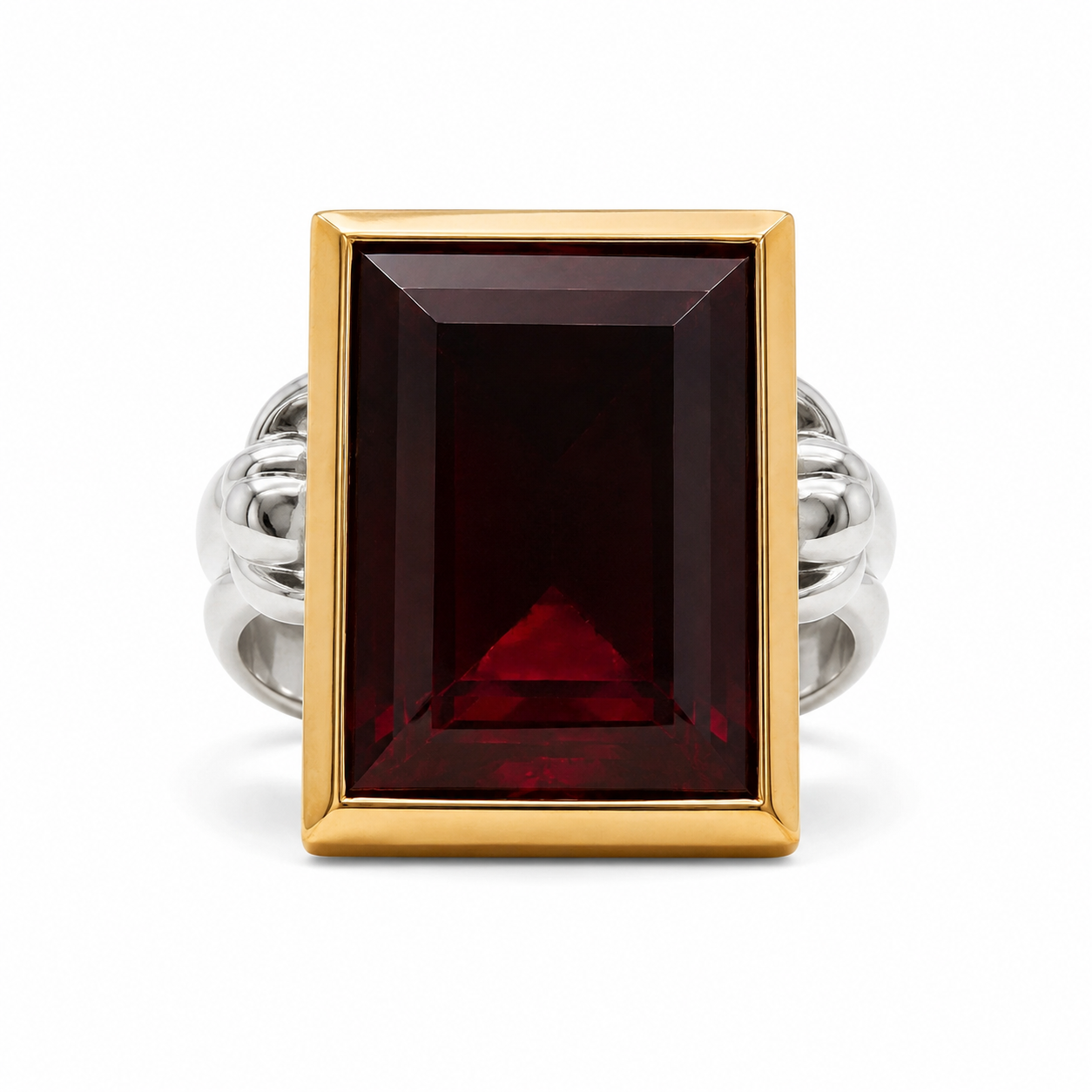 Ring mit Rhodolith 10,64 ct. in 18 Karat Roségold und Weissgold