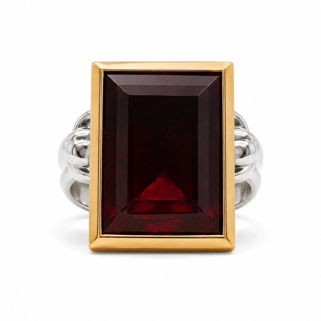 Ring mit Rhodolith 10,64 ct. in 18 Karat Roségold und Weissgold