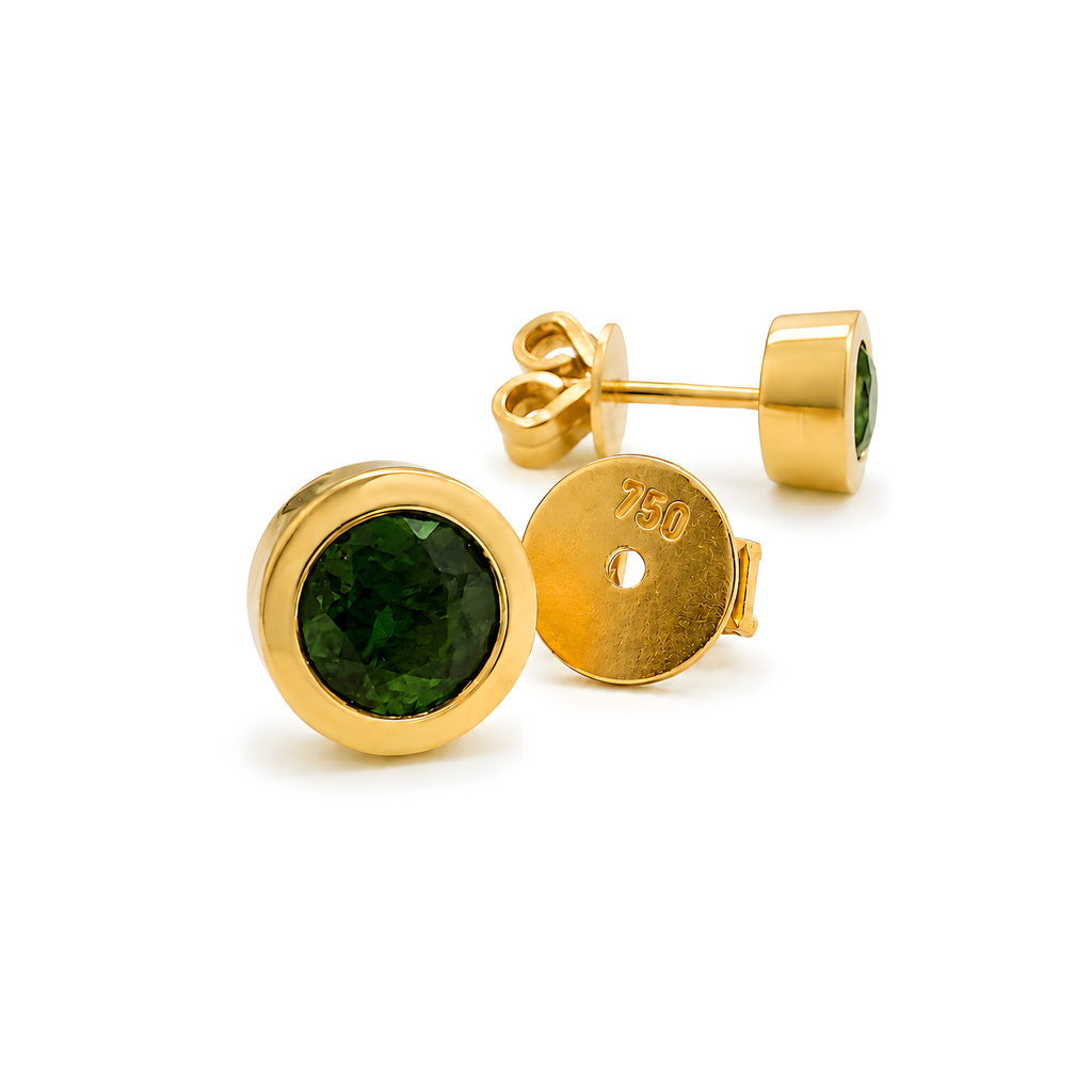 Ohrstecker mit grünem Turmalin 0,87ct. in 18 Karat Gelbgold