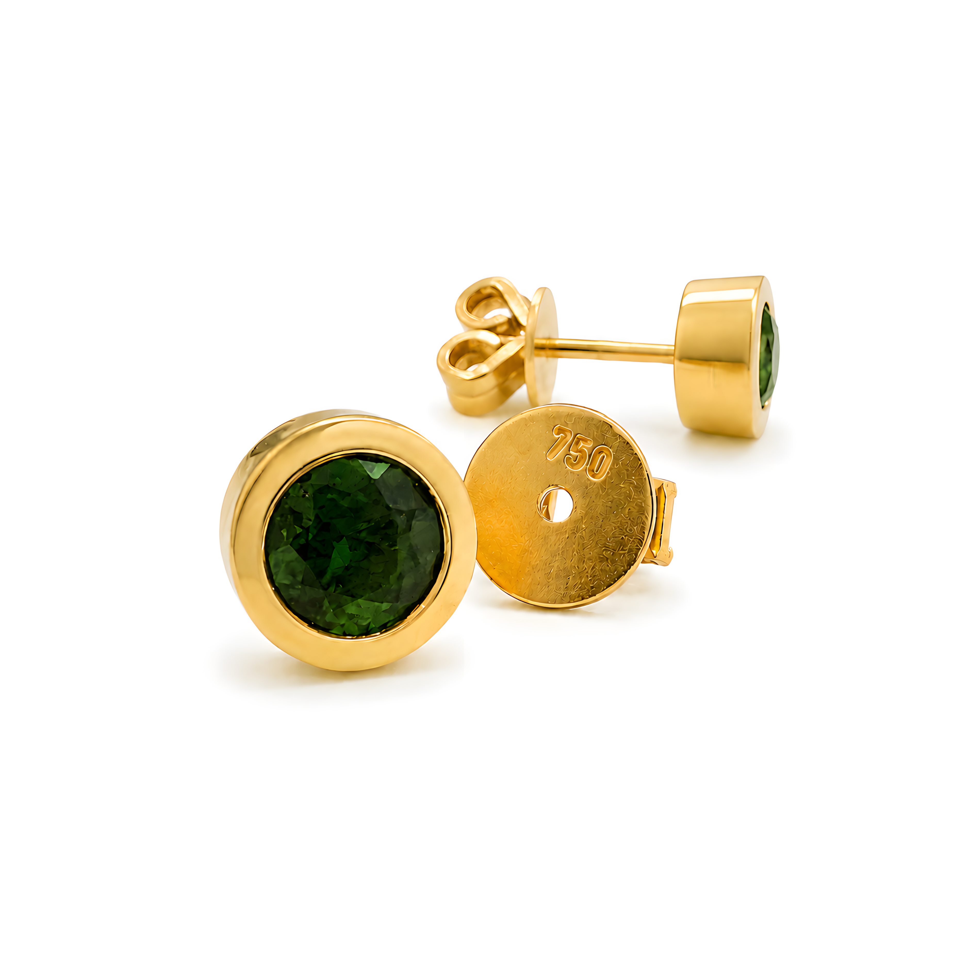 Ohrstecker mit grünem Turmalin 0,87ct. in 18 Karat Gelbgold