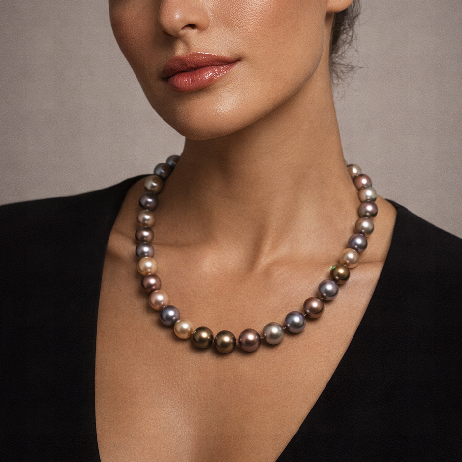 Süßwasserzuchtperlenkette Multicolor 11-14mm mit Silber Magnetschließe