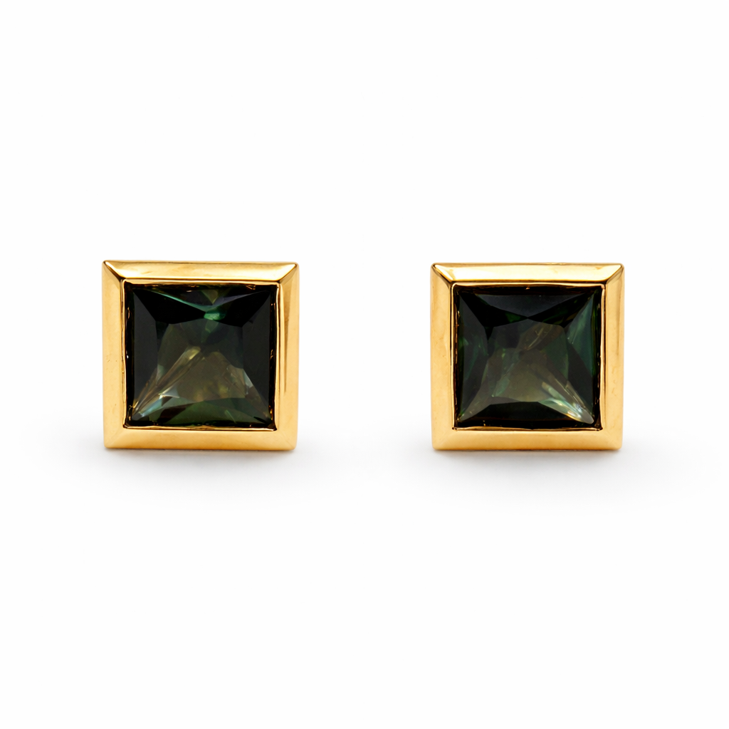 Ohrschmuck mit grünem Turmalin 0,87 ct in 18 Karat Gelbgold