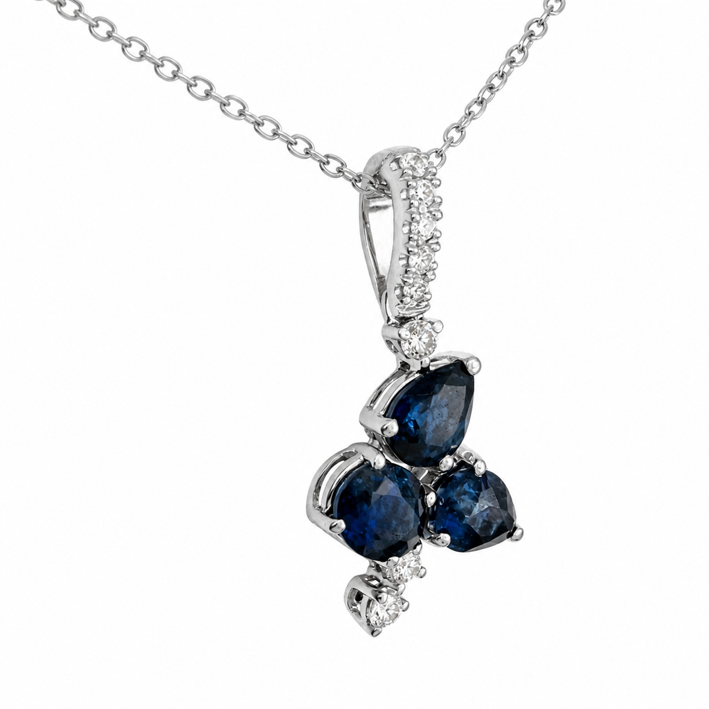 Anhänger mit Saphir 1,25ct. und Brillanten 0,09ct. in 18 Karat Weissgold