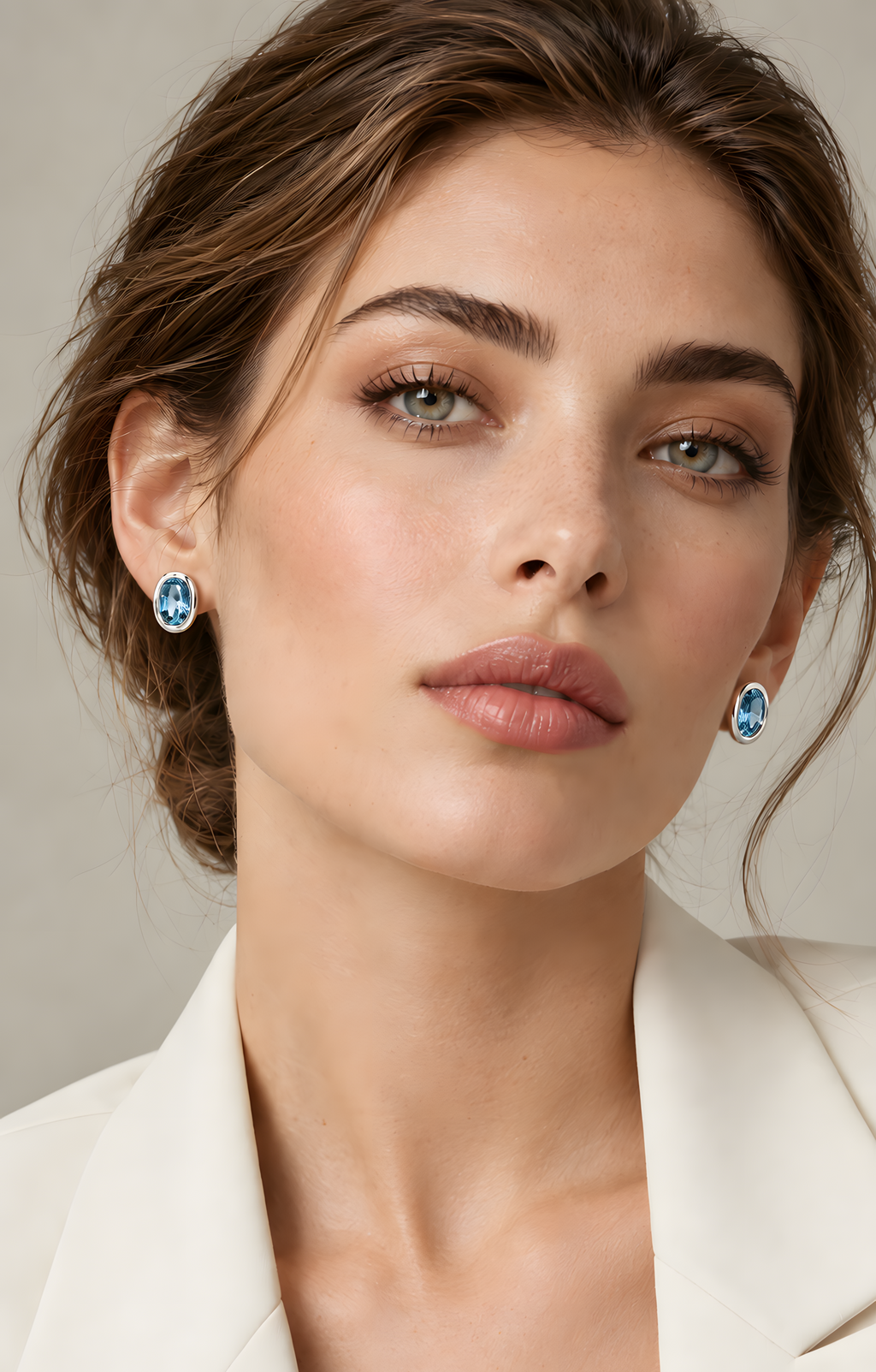 Ohrschtecker mit Aquamarin 1,56 ct. in 18 Karat Weissgold