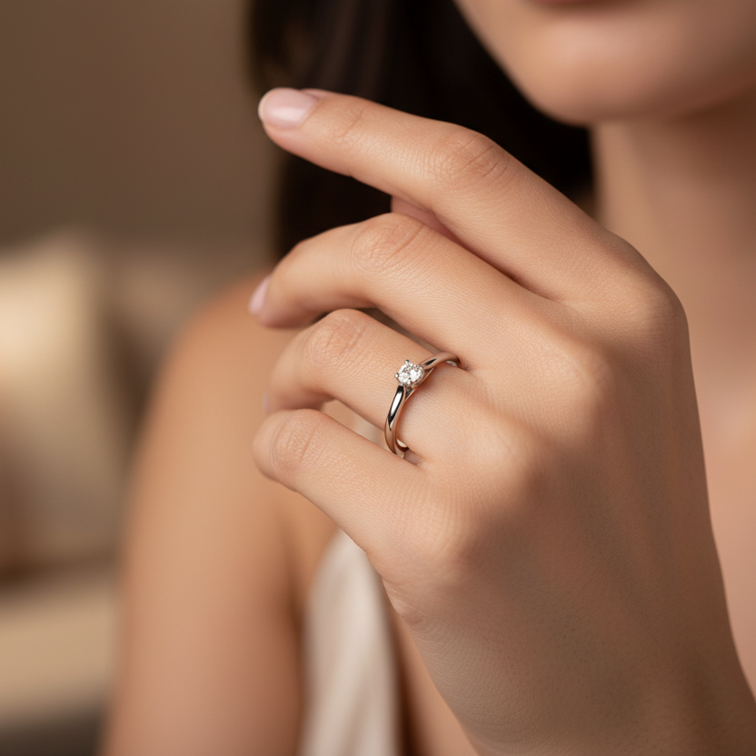 Ring mit Brillant 0,19 ct. in 18 Karat Weißgold
