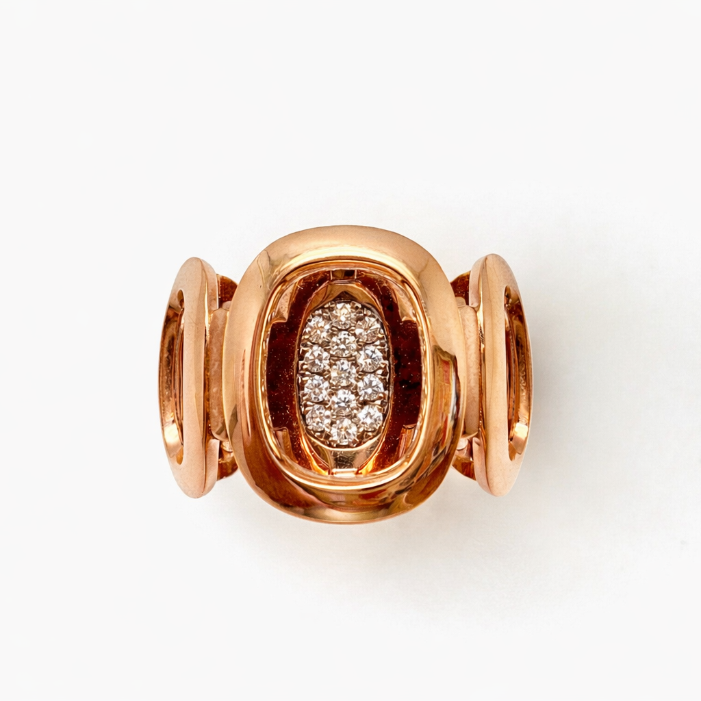 Ring in 18 Karat Rot- und Weißgold mit 0,14 ct. Brillanten Handgefertigt