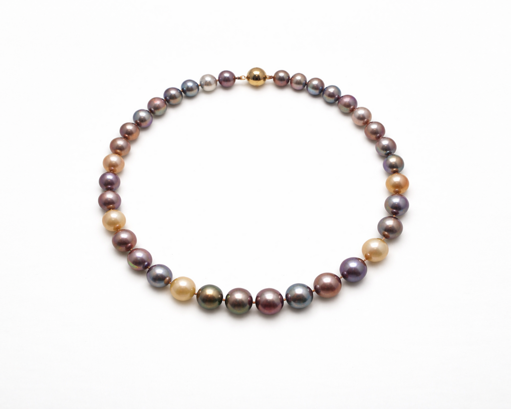 Süßwasserzuchtperlenkette Multicolor 11-14mm mit Silber Magnetschließe