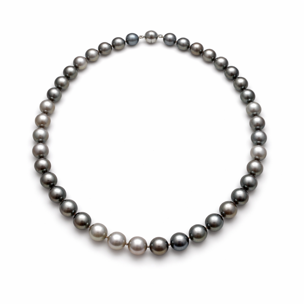 Tahitizucht-Perlencollier 10-11.3 mm mit Silber Magnetschließe