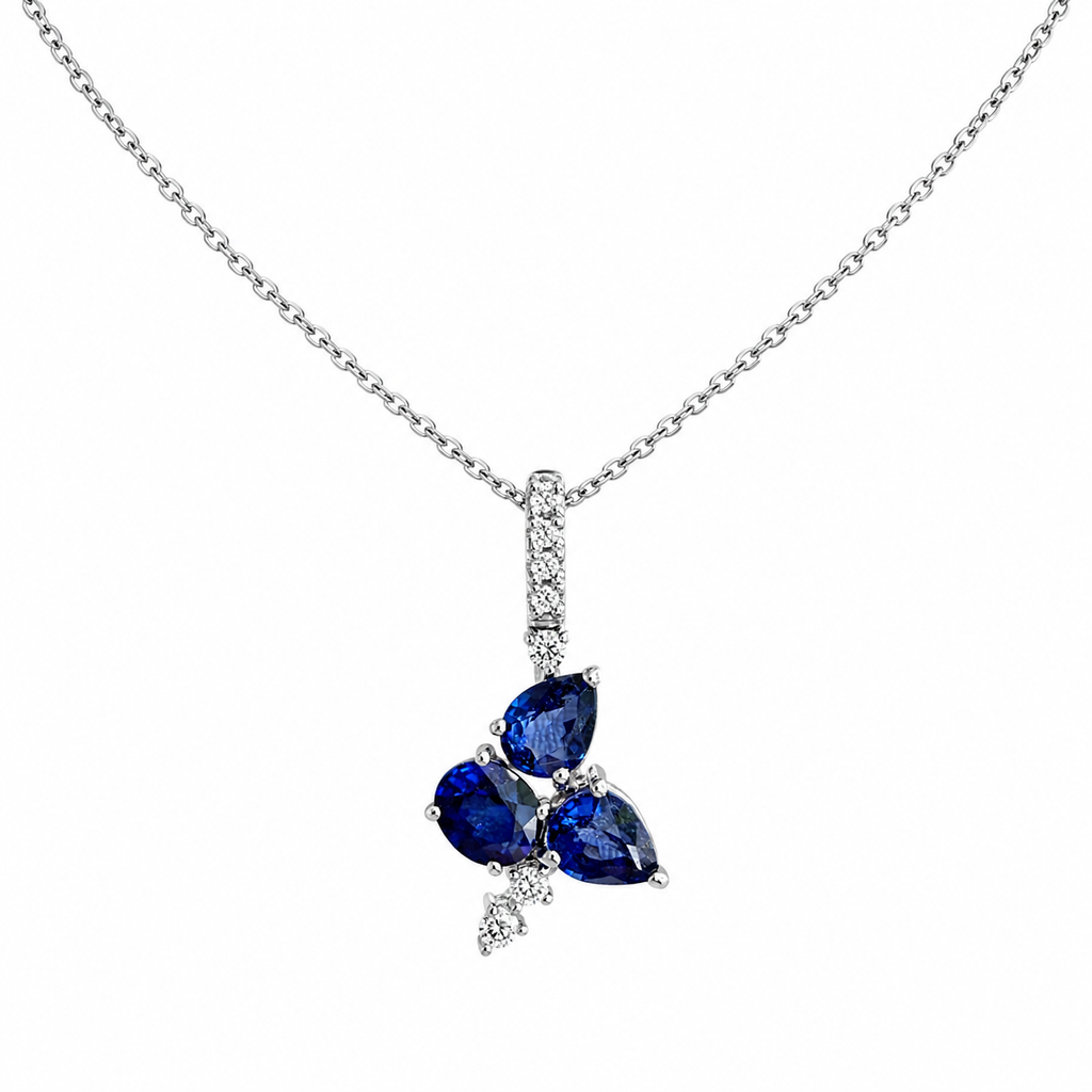 Anhänger mit Saphir 1,25ct. und Brillanten 0,09ct. in 18 Karat Weissgold