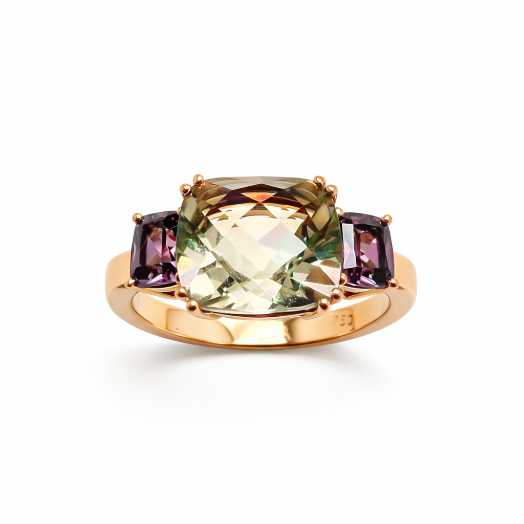 Ring mit Rauchquarz 6,30 ct und Zirkonen 2,30 ct aus 18 Karat Roségold