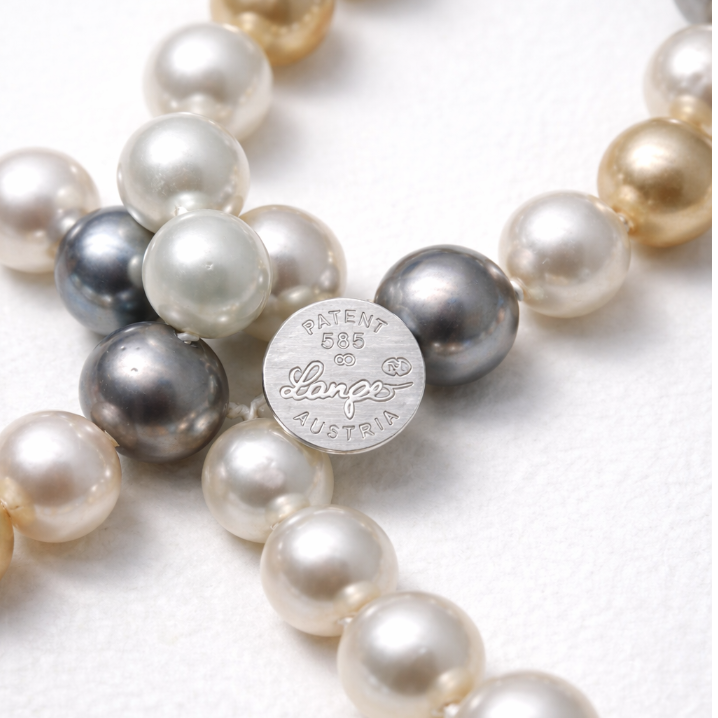 Südsee-Tahiti-Perlencollier multicolor mit 585 Weißgoldschließe