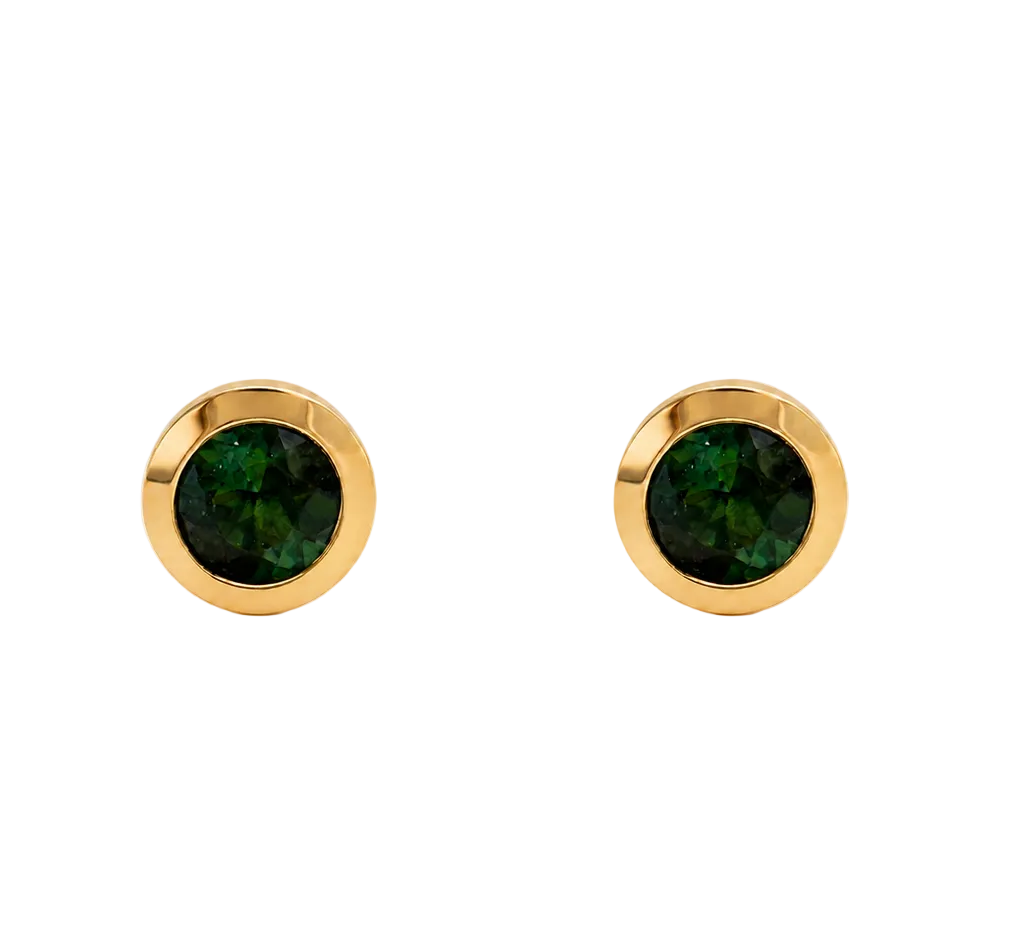 Ohrstecker mit grünem Turmalin 0,87ct. in 18 Karat Gelbgold