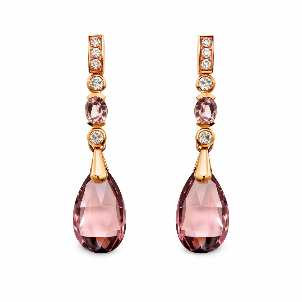 Ohrschmuck mit Zirkonen und Brillanten 0,36 ct aus 18 Karat Roségold