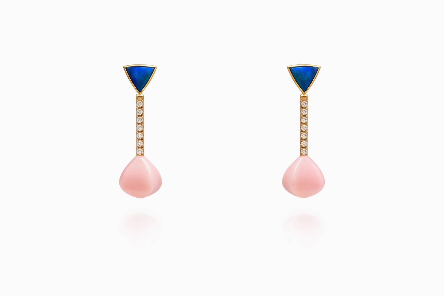 Ohrschmuck mit Rosé Opal und Brillanten 0,42 ct