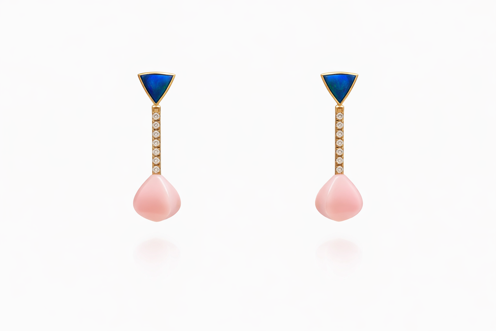 Ohrschmuck mit Rosé Opal und Brillanten 0,42 ct