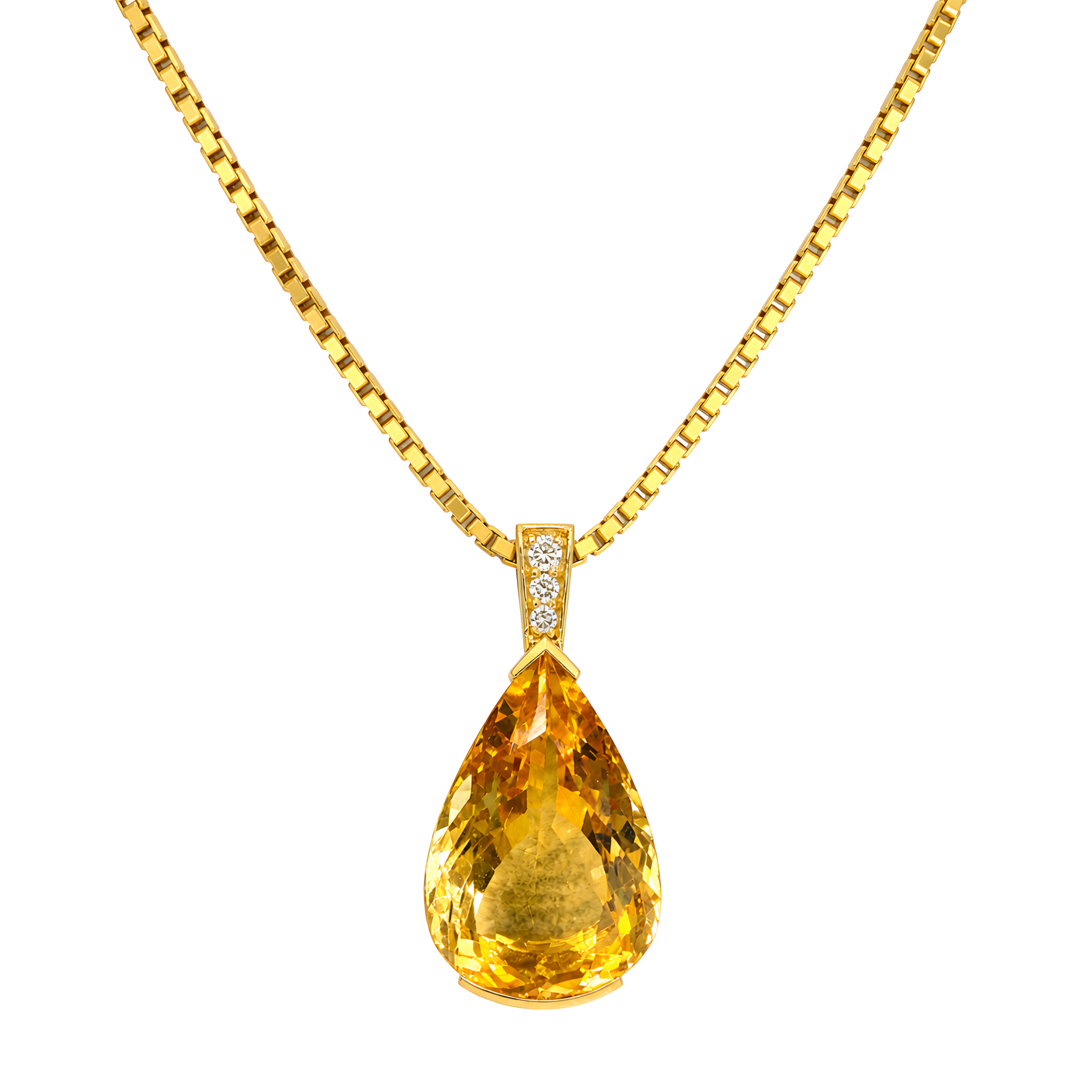 Anhänger mit Citrin 4,99ct. und Brillanten 0,03ct. in 18 Karat Gelbgold