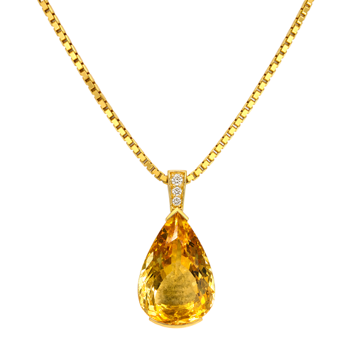 Anhänger mit Citrin 4,99ct. und Brillanten 0,03ct. in 18 Karat Gelbgold