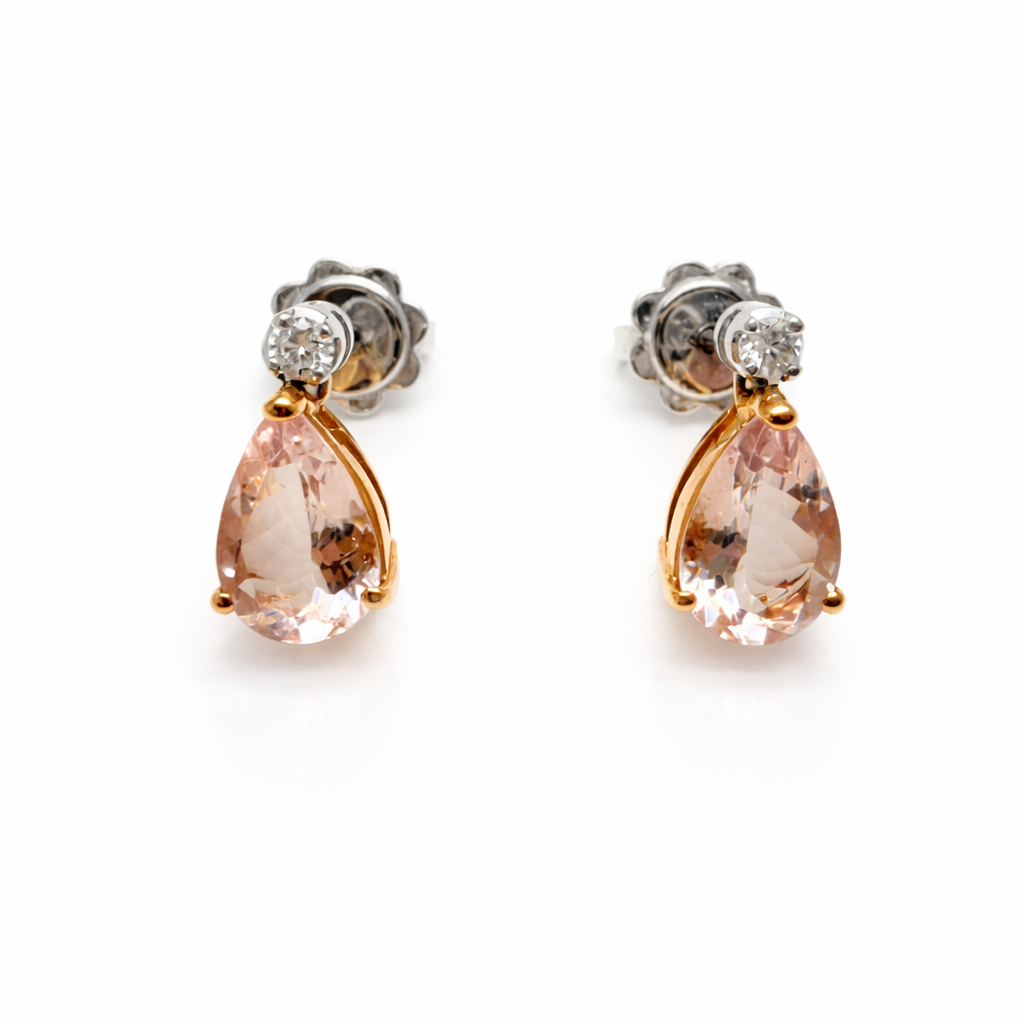 Ohrstecker mit Morganit 2,20 ct. und Brillanten 0,10 ct.