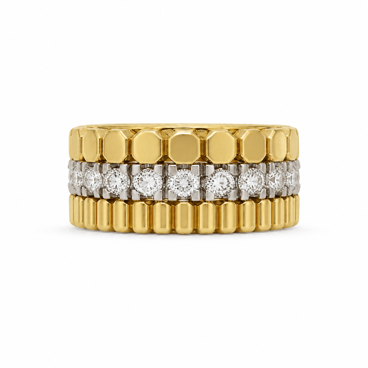 Ring mit drehbaren Schienen (individualisierbar) aus 18 Karat Gold mit 31 Brillanten 0,85 ct.