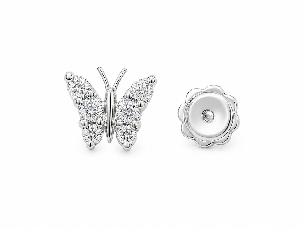 Ohrschmuck in Schmetterlingsform mit Brillanten aus 18 Karat Weißgold