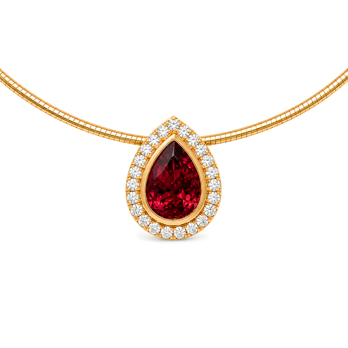 Anhänger mit Turmalin 2,25ct. und Brillanten 0,44ct. in 18 Karat Gelbgold