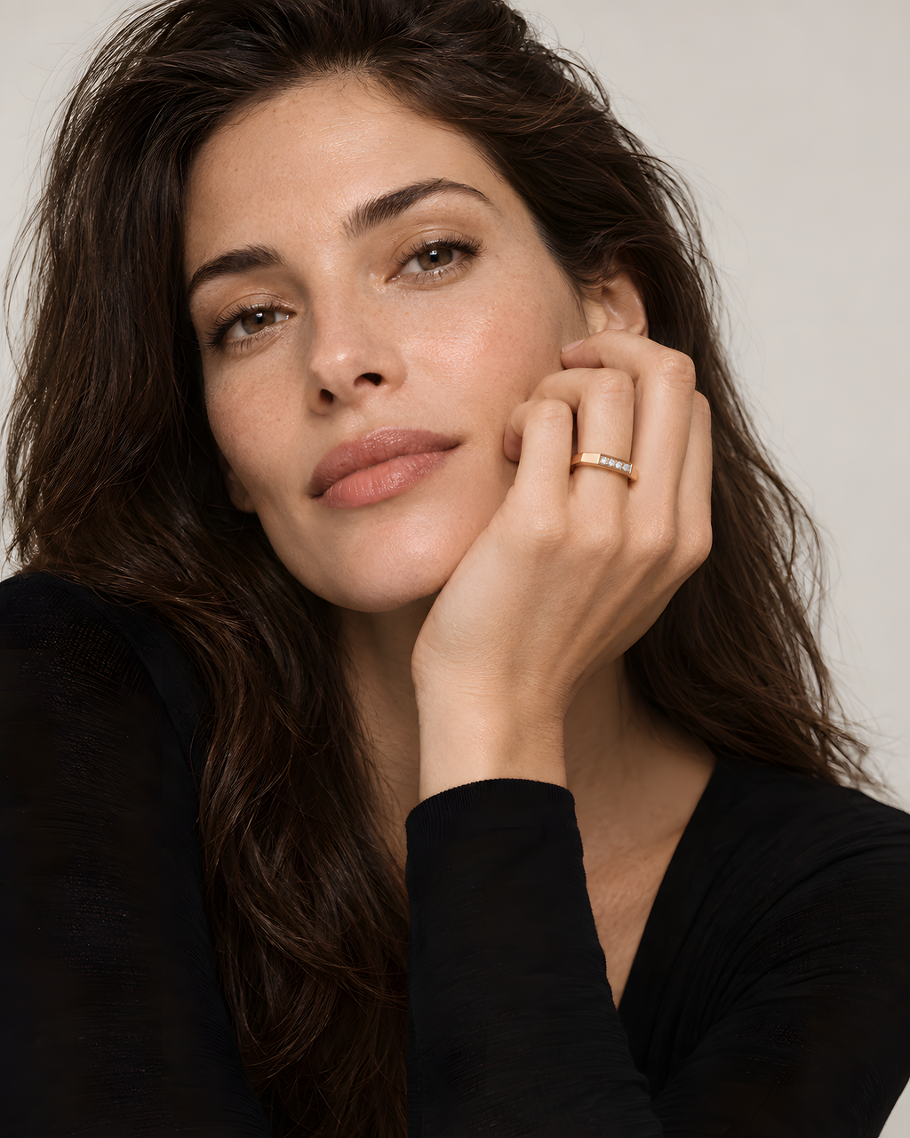 Ring in Achteckform mit Brillanten 0,05 ct. in 18 Karat Rotgold