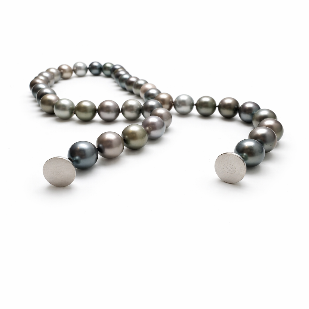 Tahitizucht-Perlencollier 10-11.3 mm mit Silber Magnetschließe