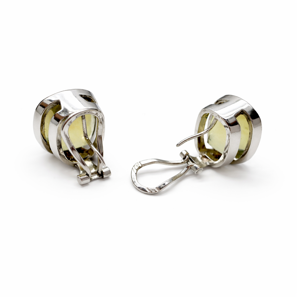 Ohrstecker mit Lemonquarz 23,48 ct. aus 18 Karat Weißgold Clip