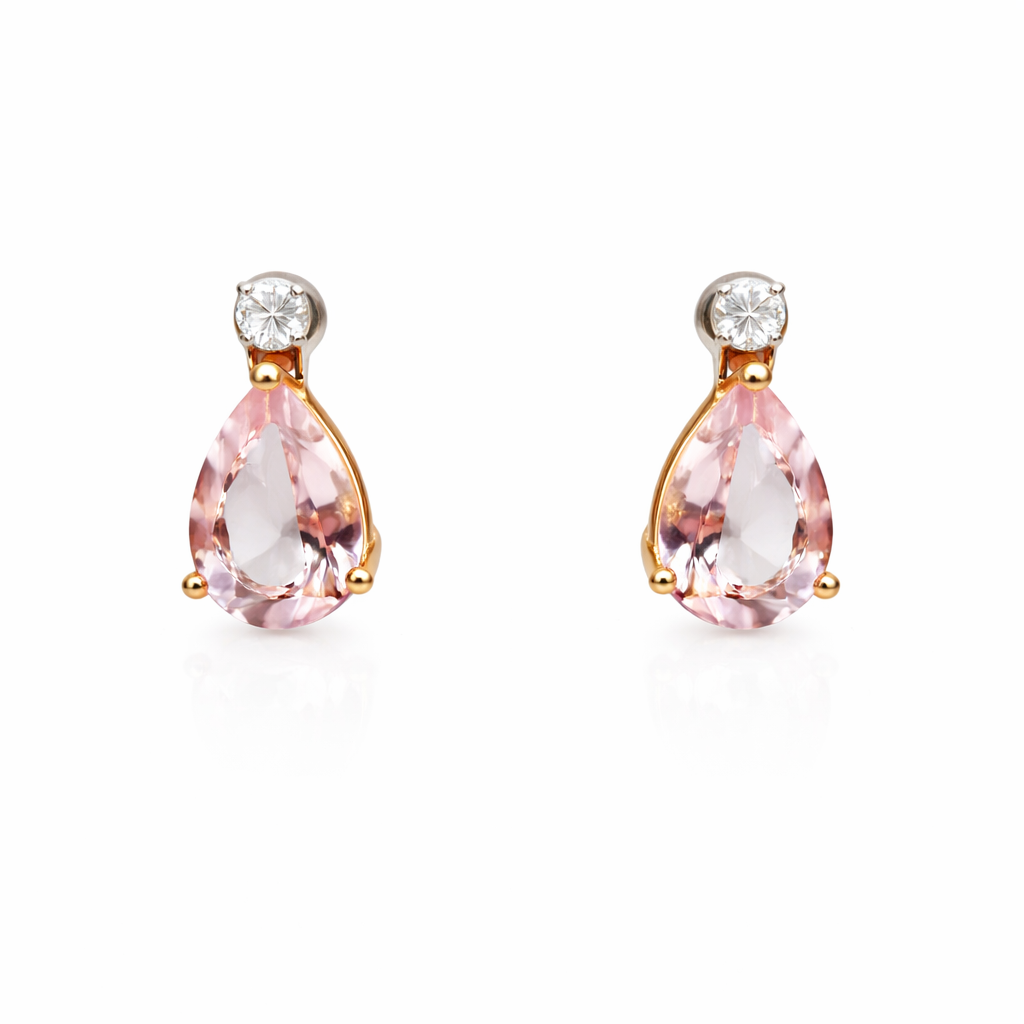 Ohrstecker mit Morganit 2,20 ct. und Brillanten 0,10 ct.