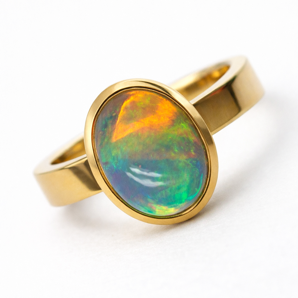Ring mit Opal 0,94 ct aus 18 Karat Gelbgold