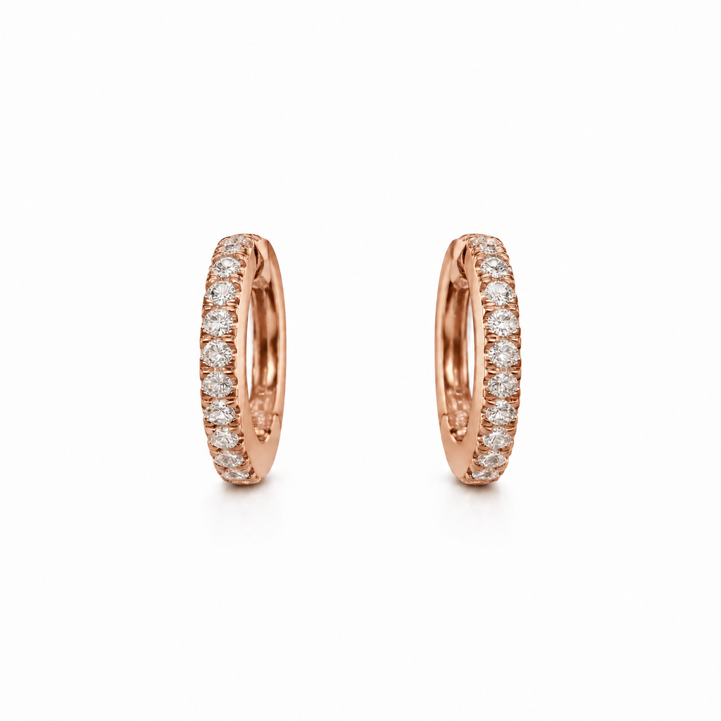 Creolen in 18 Karat Roségold mit Brillanten 0,18 ct