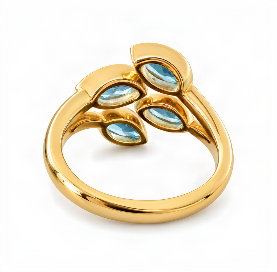 Ring mit Aquamarin 1,01ct. und Topas 1,25ct. in 18 Karat Gelbgold